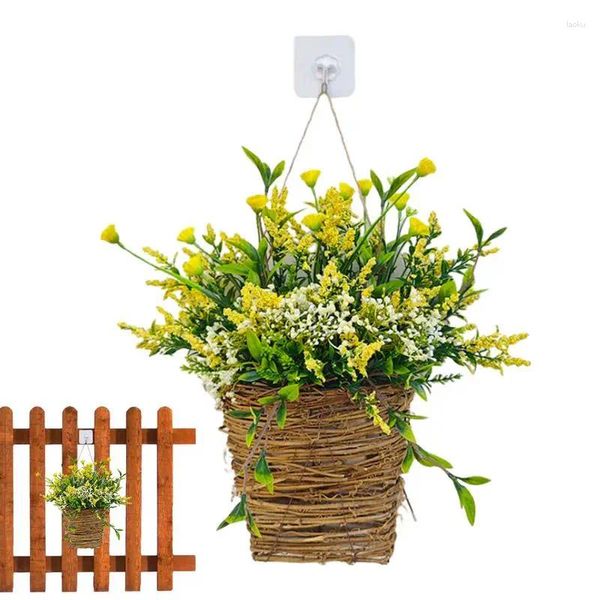 Fiori decorativi basket anteriore basket ghirlanda primaverile splendida seta di design vintage e arredamento per la casa estivo rattan per matrimoni