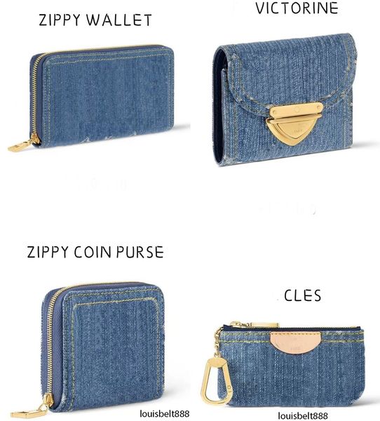 Designer Brieftasche Neue blaue Denim Clamshell Wallet -Serie Victorine Wallet Classic Innenkarte Slot Damen Pass Taschenweg