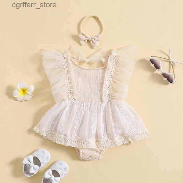 ROMPERS 0-2Y Säugling Baby Mädchen Strampler Kleid Blume Stickerei Schmetterling Flügel Fliegenhülle Overalls