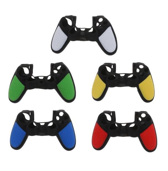 PS4 PlayStation 4 Slimpro Denetleyici Kılıfları için Çift Renkli Yumuşak Silikon Kılıf Koruyucu Cilt Kapağı Kapakları Kabuk1857254
