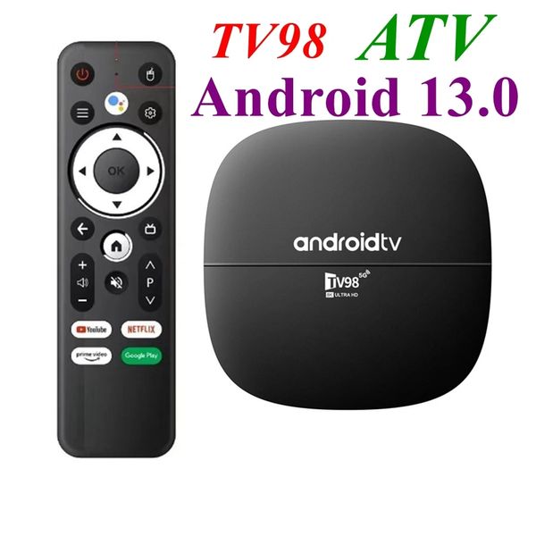 TV98 ATV Akıllı Android 13 TV Kutusu H313 Bluetooth Ses Uzaktan Kontrol TV Kutusu Çift Bant WiFi TV Medya Oyuncu 1GB 8GB Set Üst Kutular