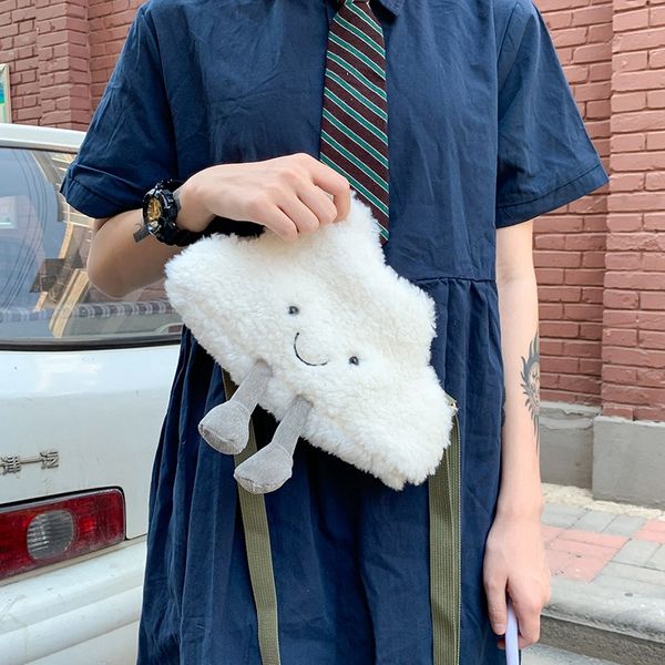 Японский Instagram Cloud Plush Bag Корейская версия Instagram Тренди уродливая милая сумка по кроссу персонализированный студенческий мультфильм с одной сумкой на плечо оптом
