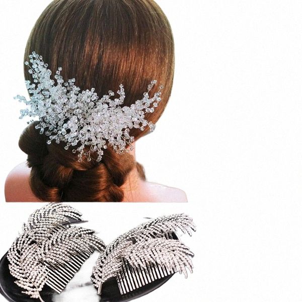 Sier Color Pearl Crystal Wedding Hair Combs Hair Accorors para Bridal FR Praço Mulheres Cabelo Noiva Ornamentos de Jóias L7J3#