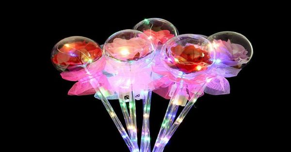 Led Party Favor Decoração Light Up Growing Red Rose Flower Wands Bobo Ball Stick para casamento Valentina039S DIA ATMOSFERA DECO7286574