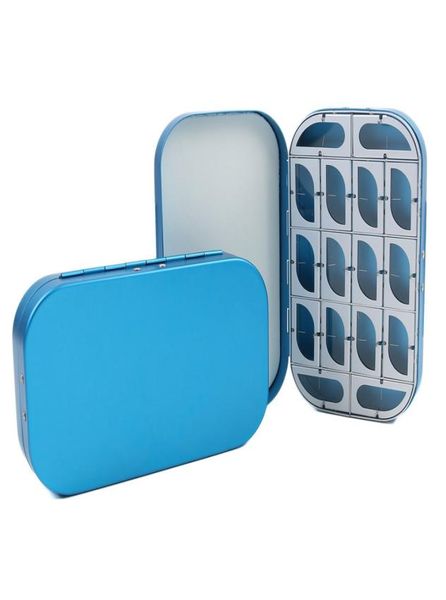 Piccole scatole di pesca a mosca in alluminio 16 compartimenti dimensioni portatili 1559025 mm ganci cassetta di stoccaggio facile openblue7919341