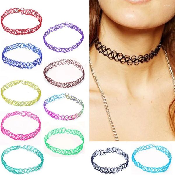 Anhänger Halskette 100 PCs/Los niedliche Mädchen Gothic Tattoo Choker Halskette Frauen Punk Stretch Chocker weibliche Schmuck Hochzeitsfeier Freunden Geschenk