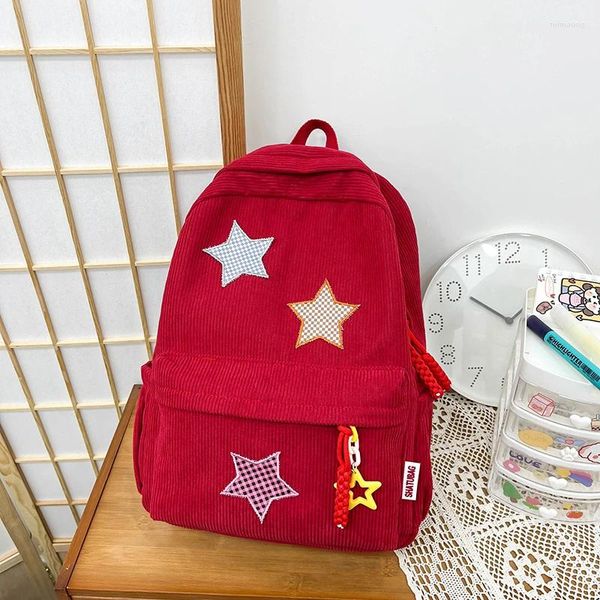 Schulbeutel Solid Star Twist Reißverschluss großer Kapazität Cord -Tasche Einfacher Rucksack 2024 für Mädchen und Jungen Bolsos Colegio