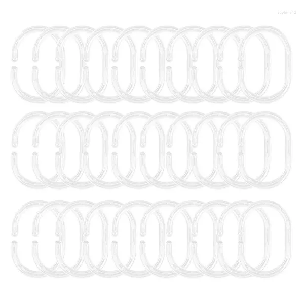 Cortinas de chuveiro Absf 30 Ringos de cortina de embalagem C Gancho do gancho Clipe de laço de banheira Glide (transparente)
