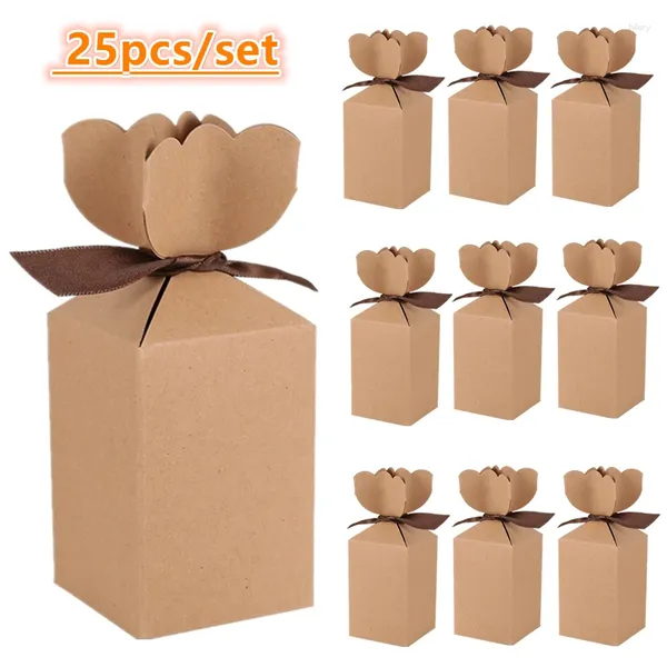 Wrap regalo 25pcs confezione da matrimonio retrò custodia per caramelle borse per feste di compleanno per feste di compleanno per pacchetti di carta Kraft Boxes Decor