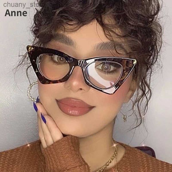 Sonnenbrille 2022 Neue Mode Retro Cat Eye Anti Blue Light Brille für Frauen Vintage Clear Computer Brille Damen Lesen Großhandel Y240416