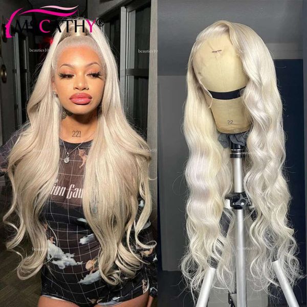 180 Dichte Platinblonde menschliche Körperwelle Hd Spitze vordere Perücke 13x4 Synthetische Haarperationen s