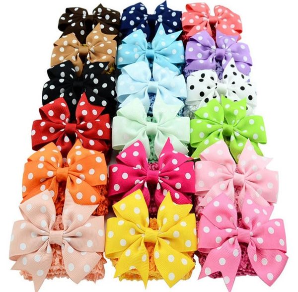 Doppelte Verwendung abtrennbarer Elastizitätsband Stirnband 315 Zoll Bogenknoten für Baby Girls Polka Dots Bögen Clip Kinder Haarnadelhaarzubehör 6541407