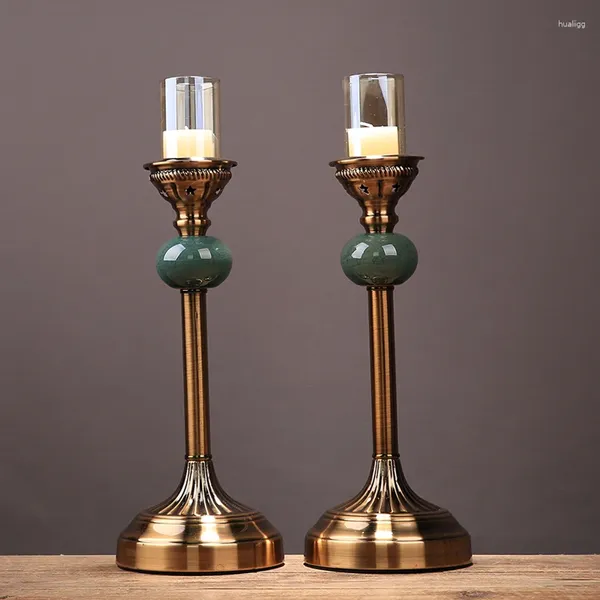 Titulares de vela Metal Crystal Solder Vintage Stick Tea Light Stand Nordic Sala Lustelier Ornament Decor Lsl150yh