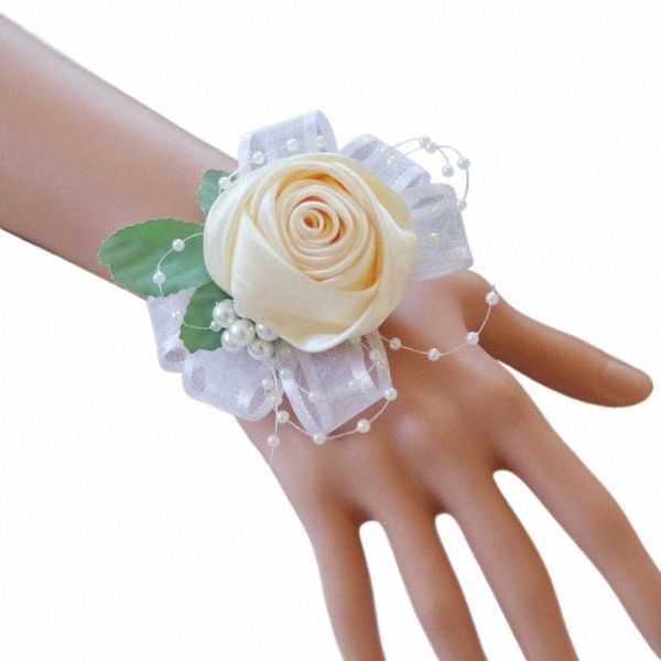 boutniere e polso corsage nozze Accories Bride Multi Color Ribba Rose Bract Bract Diamd Fibbia Best Friend Hand FR F0ND#