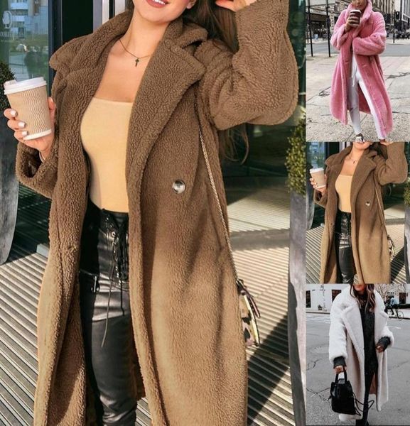 Pink Long Teddy Bear Jacket Coat Winter 2020 Dick warm übergroß