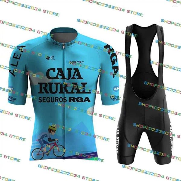 Rennsets 2024 Caja Rural Cycling Trikot Set Conjunto Completo Road Bike Kleidung MAILLOT KEISE Kleid Anzug Fahrrad Hemd