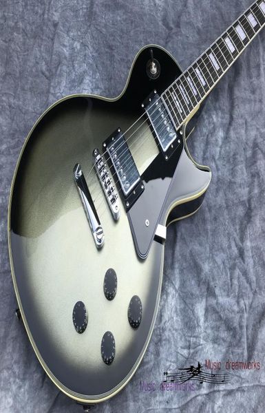 Neue E -Gitarre Ganzes aus China Shining Metallic Silber Gradient Blackg Custom Gitarre Ebony Fingerboard Hochqualität BRI3499972