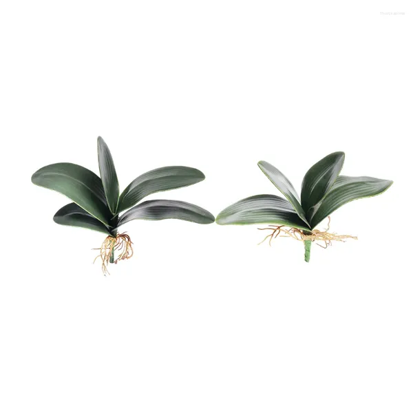 Flores decorativas 10 peças Plantas artificiais folhas falsas Phalaenopsis Leaf Touch Real Spring para Casamento em casa