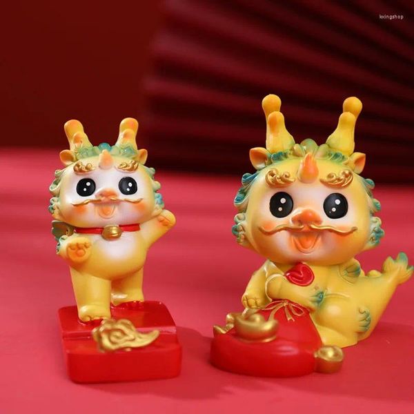 Figurine decorative 11 cm anni Ornamenti di draghi e artigianato Decorazioni per la casa in stile cinese Mascotte Regali fatti a mano