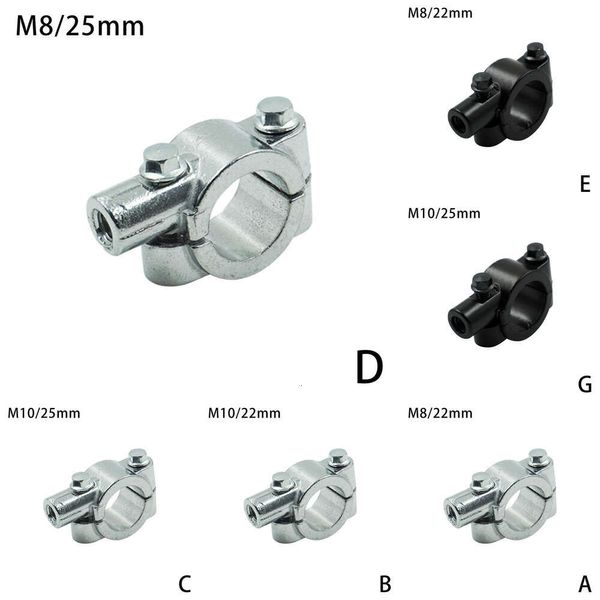 2024 1pcs M8 M10 M10 Retroview Mustoch Mostato Montaggio Adattatore Adattatore Base di morsetto per 22 mm Accessori per moto 25 mm