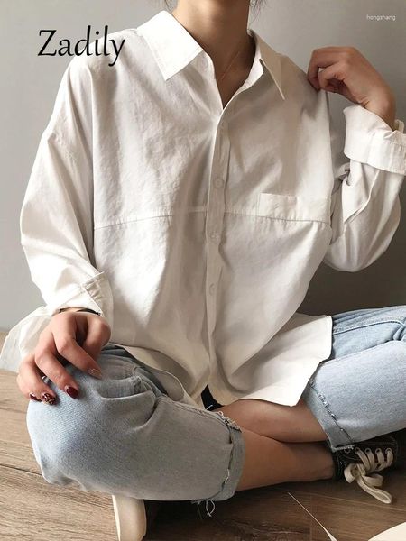 Camicette da donna Zadily 2024 Spring Office Lady Women White Basic Minimalist Button Up Worke Ladies Blouse Donna Abbigliamento Tops