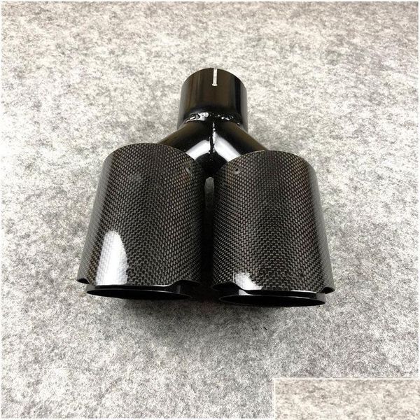 Muffler 1 PCS FL karbon fiber ekle Parlak siyah paslanmaz çelik egzoz boruları akrapovik araba çift uçları bırak dağıtım cep telefonu motosiklet dhqub