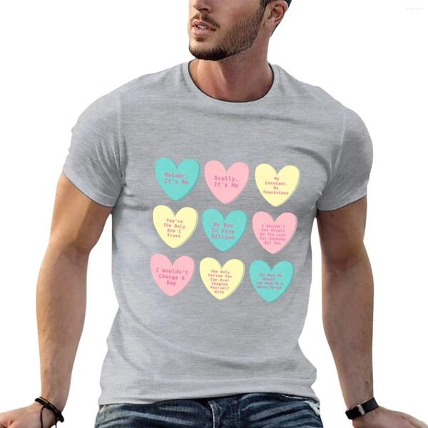 Tanques masculinos Tops Mulder e Scully Conversation Hearts (sem fundo) T-shirt Algodão de secagem rápida