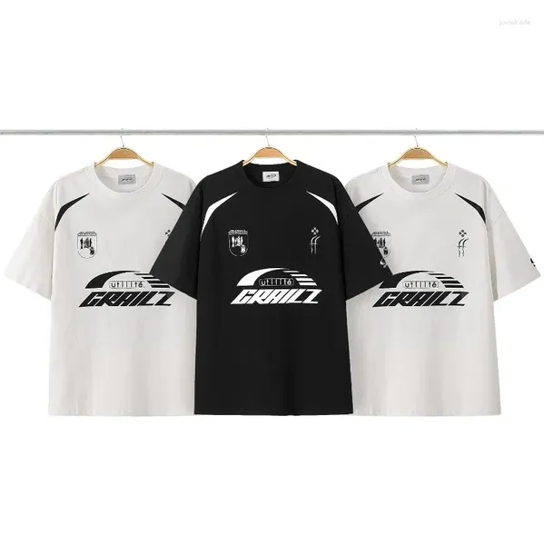 Camisetas masculinas 23sss Racing Terno de corrida curto Tee Men Women Mulheres de grande porte de camiseta casual do logotipo bordado
