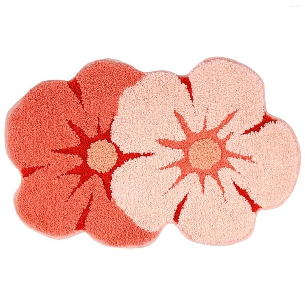 Tapetes de tapete de banho floral rosa de tapete rosa absorvente de poliéster de poliéster 18 