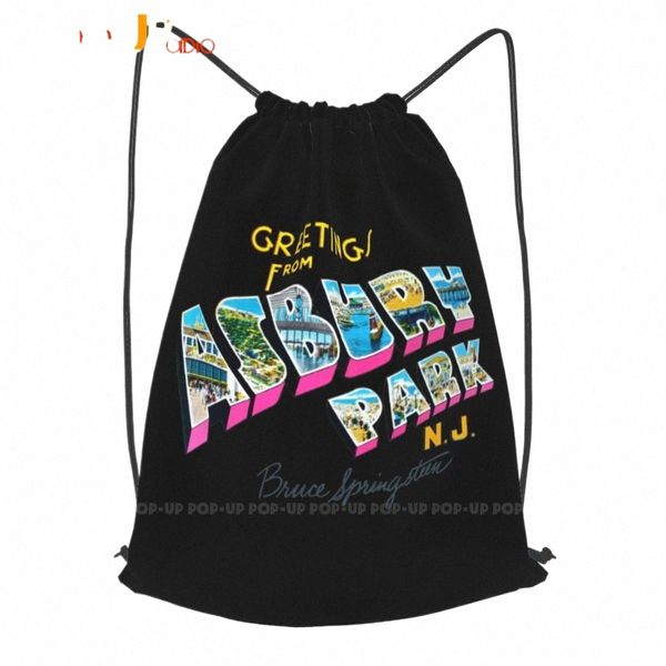 Bruce Ssteen Saluti da Asbury Park Music Rock Driping Backpack Art Print Sports Borse Z70M#