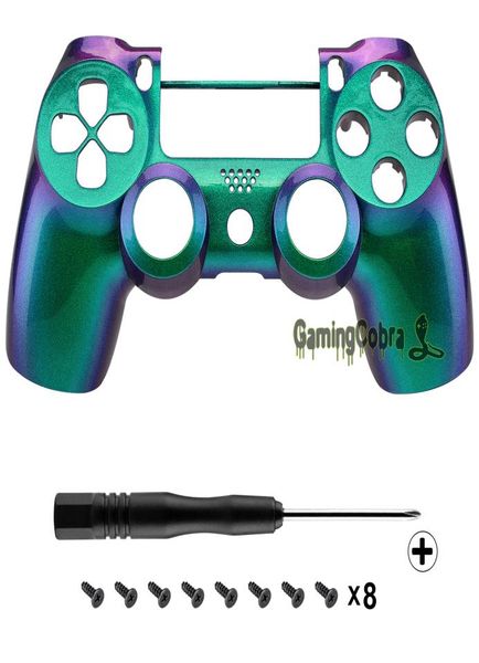 Grüne lila Chamäleon Frontgehäuse Hülle Frontplatte für PlayStation 4 PS4 Slim PS4 Pro Controller JDM040050055 SP4FP128903384