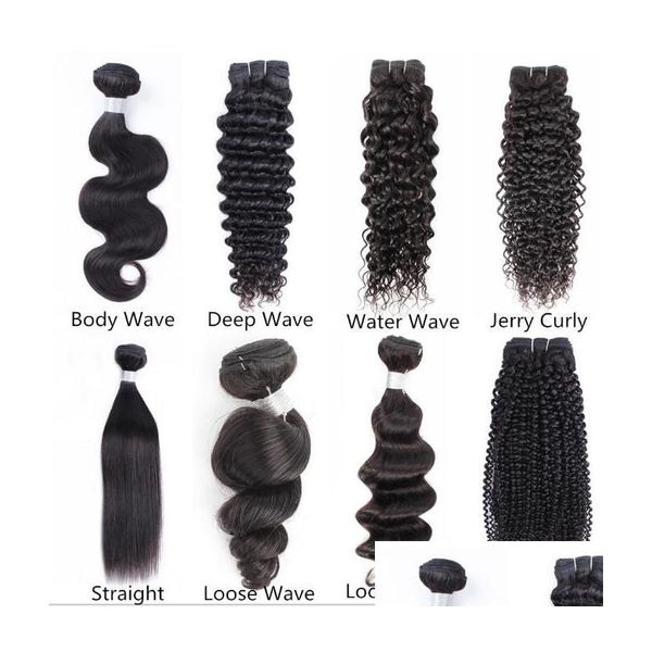 Acessórios para cabelos 4-Wholesale 10 Bundles Virgem Indian Weave Corpo reto Curly Curly Natural Brown Extensões humanas não processadas1 OTMRG