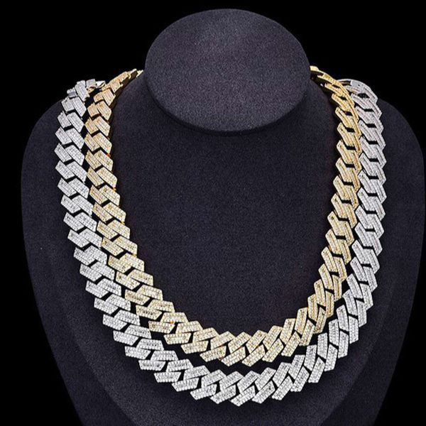 Hip Hop 15 mm Larghezza Cuban Link Necklace 925 Silver Gold Iced Moissanite Chian