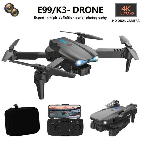 Drones E99 K3 HD 4K Câmera aérea profissional drone de câmera dupla com Wi -Fi dobring Mini FPV Photography Quadcopter RC Helicóptero 240416