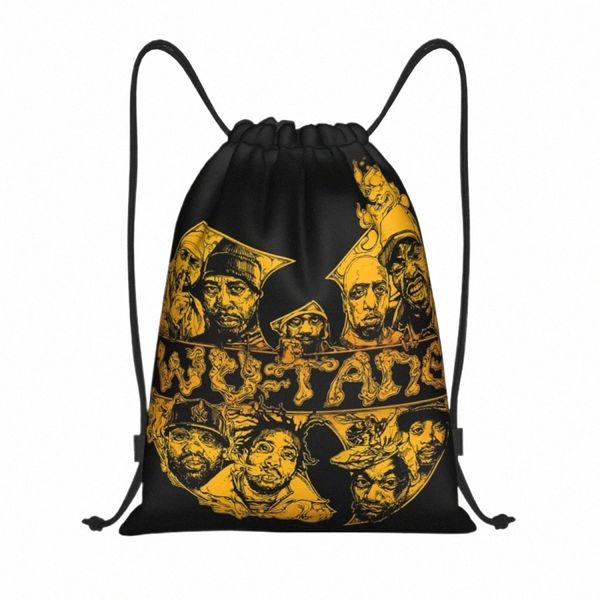 Wu Clan Tangs Banda de hip -hop Drawstring Backpack Menm Men Men Sport Gym Sackpack Saco dobrável SACK SACK 80VU#