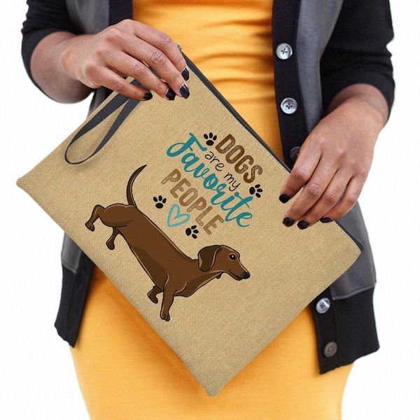 pernas curtas, mas grande atitude dachshund cães saco de maquiagem de maquiagem Organizador de higiene pessoal feminino Bolsa de embreagem de zíper g0yw#