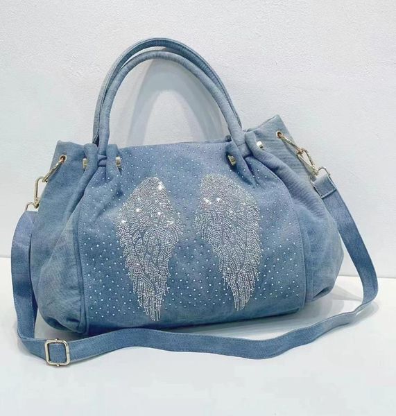 Bolsas de noite bolsa de jeans de jeans com cristal diamante jeans casual ttete saco ombro crossbody