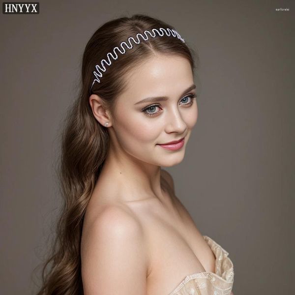 Клипы для волос Hnyyx Fashion Crystal Wave Hoop Daily Girl White Shining Princess Style Accessories Party Свадебная свадебная одежда A136