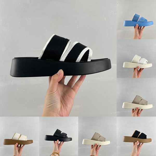 Designer sandals mila scivolo grosso con una piattaforma di sandali da ricamo a lettere superiore di lino fa scorrere la moda di lusso di scarpe da spiaggia estate con pantofole 2024 muli cloe