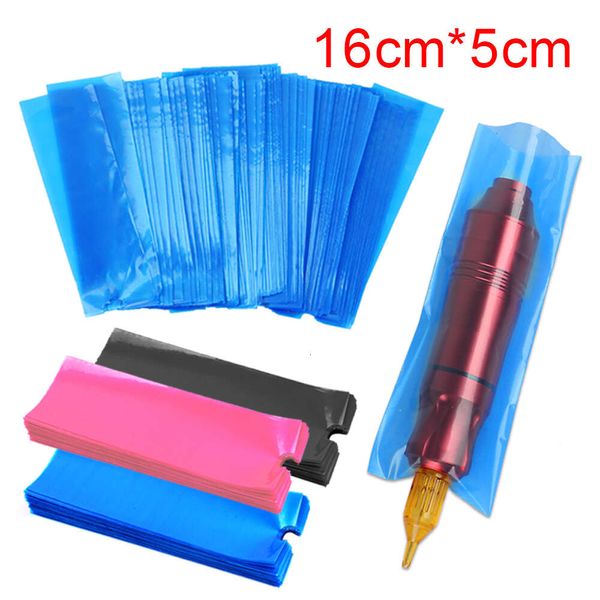 50/100pcs Tattoo Hine Sags Sleeves PMU Supplicação descartável azul rosa preto preto Microblade Pen Clip Cover Acessórios