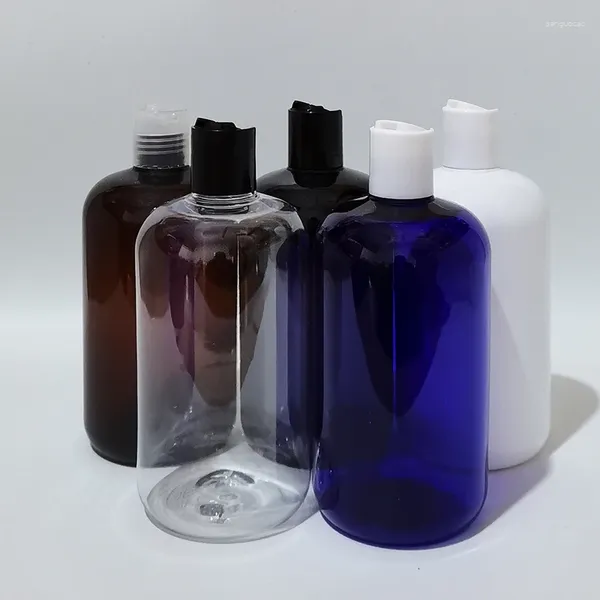 Garrafas de armazenamento 10pcs 500ml vazio Branco preto Tampa de parafuso de disco Cosméticos garrafa de plástico para sabão líquido Pacote de shampoo de gel de chuveiro
