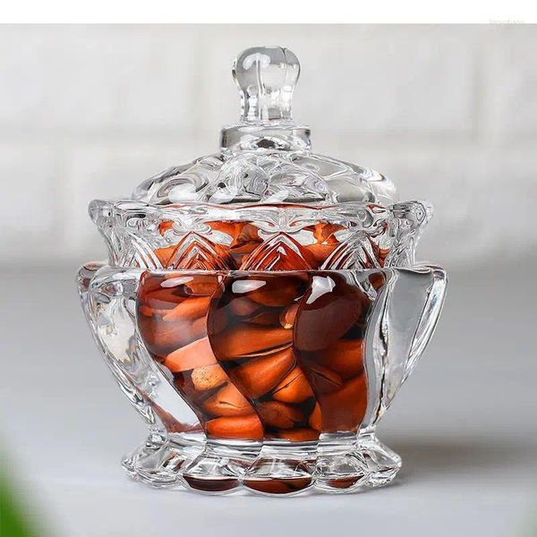 Aufbewahrung Flaschen Kristallglas transparent Candy Decorative Tank mit Abdeckung Snack Organize Box Decor Ornamente