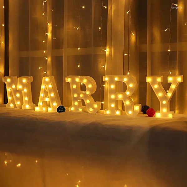 Figurine decorative Lettera alfabeto Luci a LED Lampazione Luminosa Lampada notturna per il matrimonio per il compleanno della festa di Natale Anniversaire