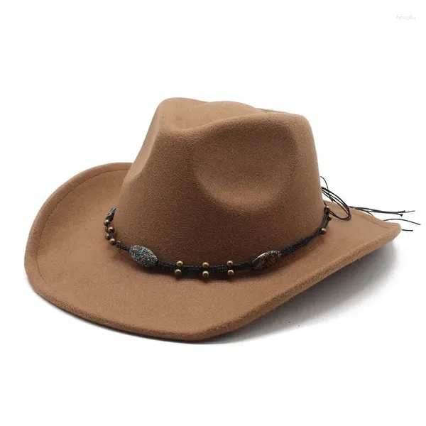 Berets Western Cowboy Hat для женщин Мужчины вечеринка шерстяная пьеса Fedora British Jazz Top Cap Туристическая альпинизм солнце войло