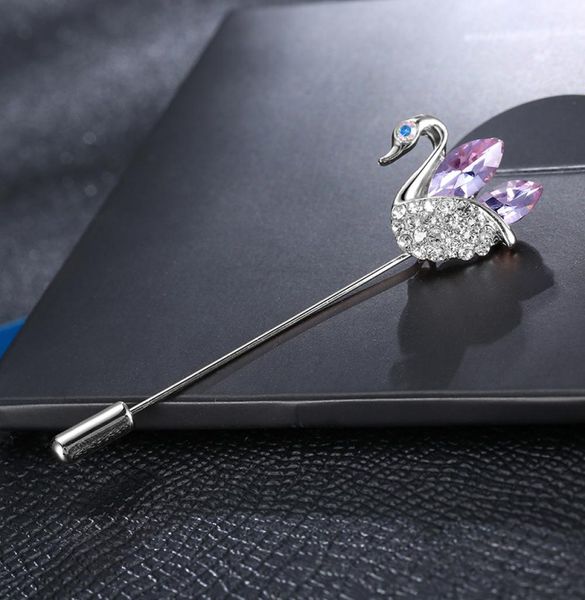 Shuangr Vintage Jewelry Crystal Swan Broschen für Frauen lila antike Tierbrosche für Schmuck Hijab Pins7037278