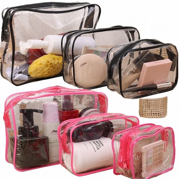 3 dimensioni Bag trasparente Pvc Women Zipper Clear Makeup Beauty Case da viaggio Organizzatore Organizzatore Warse da bagno W Borse F15F#