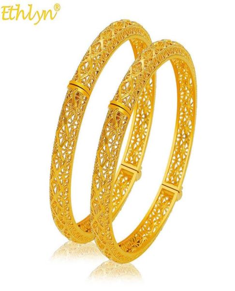 Ethlyn Ethnic Gold Color Indian Dubai Requintamento Bracelets Bangles Bangles Jewellery for Women Girls 2pcslot My50 Q071747022679932004