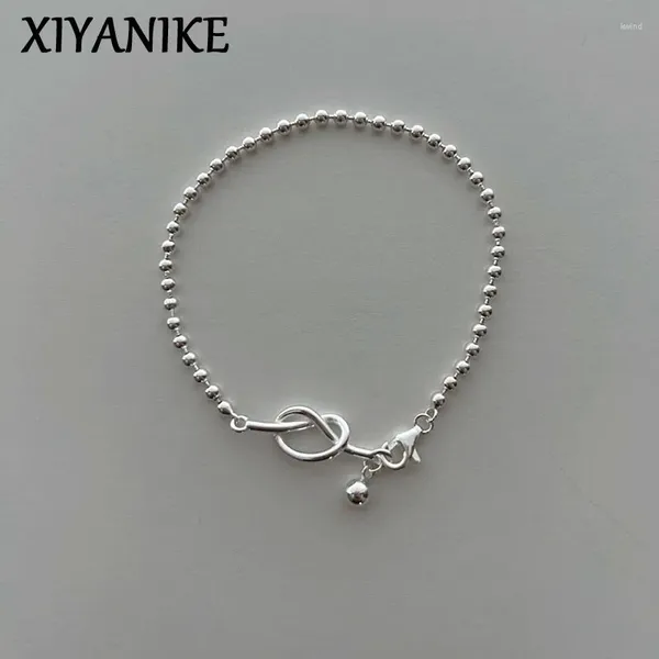 Pulseiras de link xiyanike coreano com o coração redondo miçangas para mulheres garotas simples jóias de jóias de garotas de presente Pulseras mujer