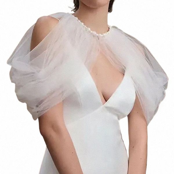 Pearl Cape Shawh Hochzeit Top Braut Braut Robe Abend Schulter Cape -Partyjacken Frau zuckt für Frauen Spitze CAPES Weißer Umhang i6fq#