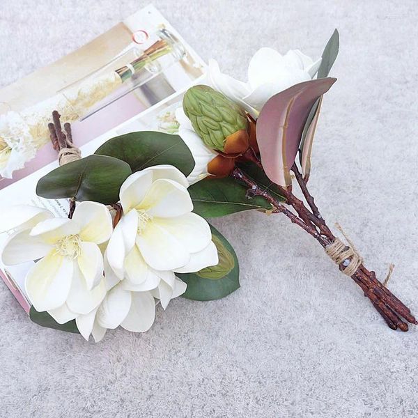 Fiori decorativi 1 pezzi artificiale vero tocco eva schiuma eva magnolia wedding flower bouquet simulazione arredamento poin studio pografia oggetti